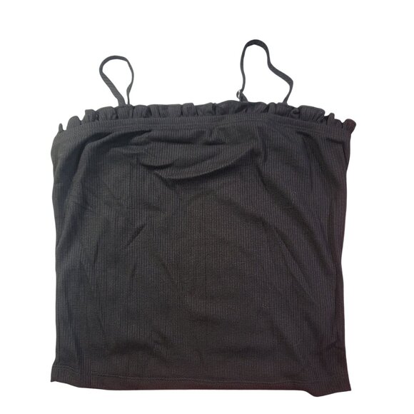 White Birch Crop Tank Black Soft Ruffled Top With Adjustable Straps Womens L New - Picture 4 of 6